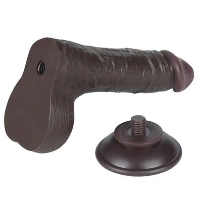Realistični crni dildo sa izraženim venama i pomerivom kožicom 19cm LVTOY00742