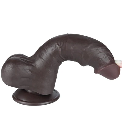 Realistični crni dildo sa pomerivom kožicom 21cm LVTOY00743