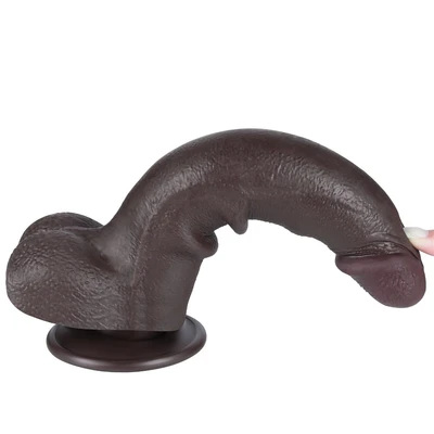Realistični crni dildo sa pomerivom kožicom 22cm LVTOY00746